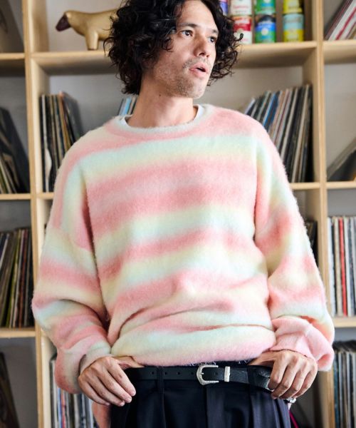 【ADAM PATEK(アダムパテック)】space dye brushed gradation boucle crew neck ニット(AP2321016)