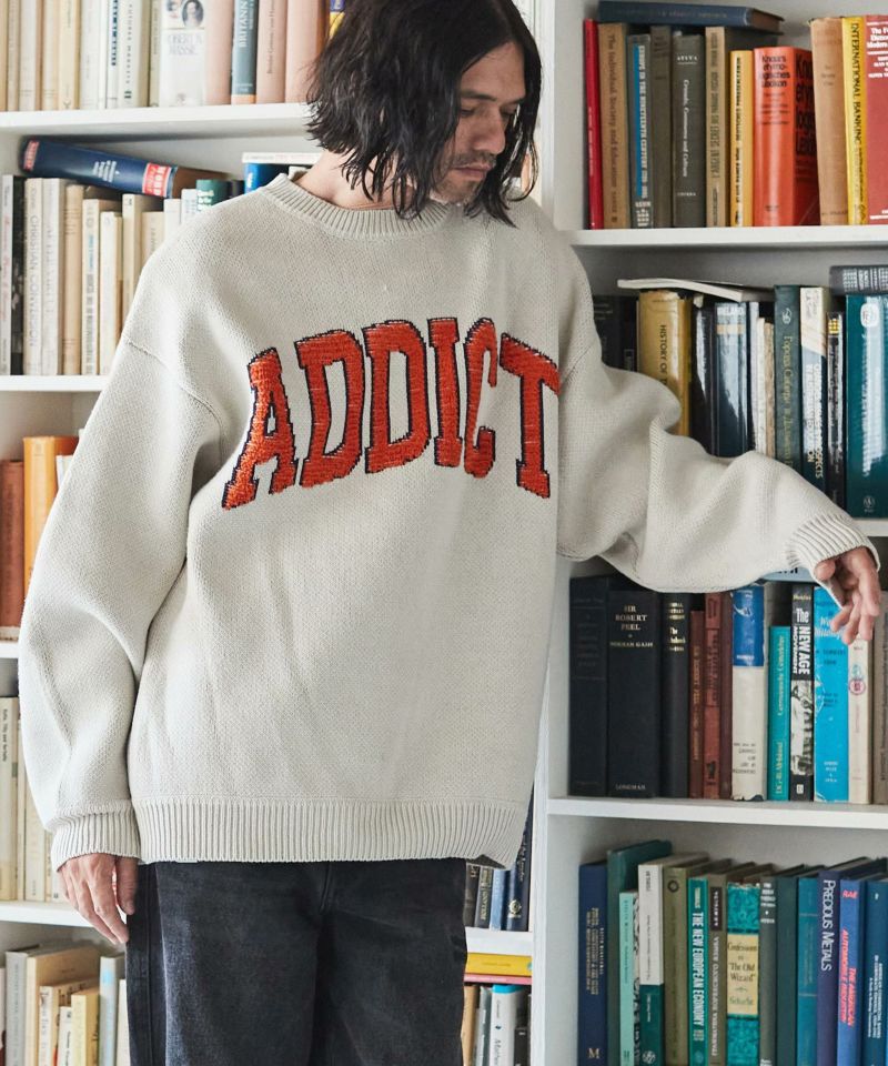 ADAM PATEK(アダムパテック)】college logo looose crewneck ニット