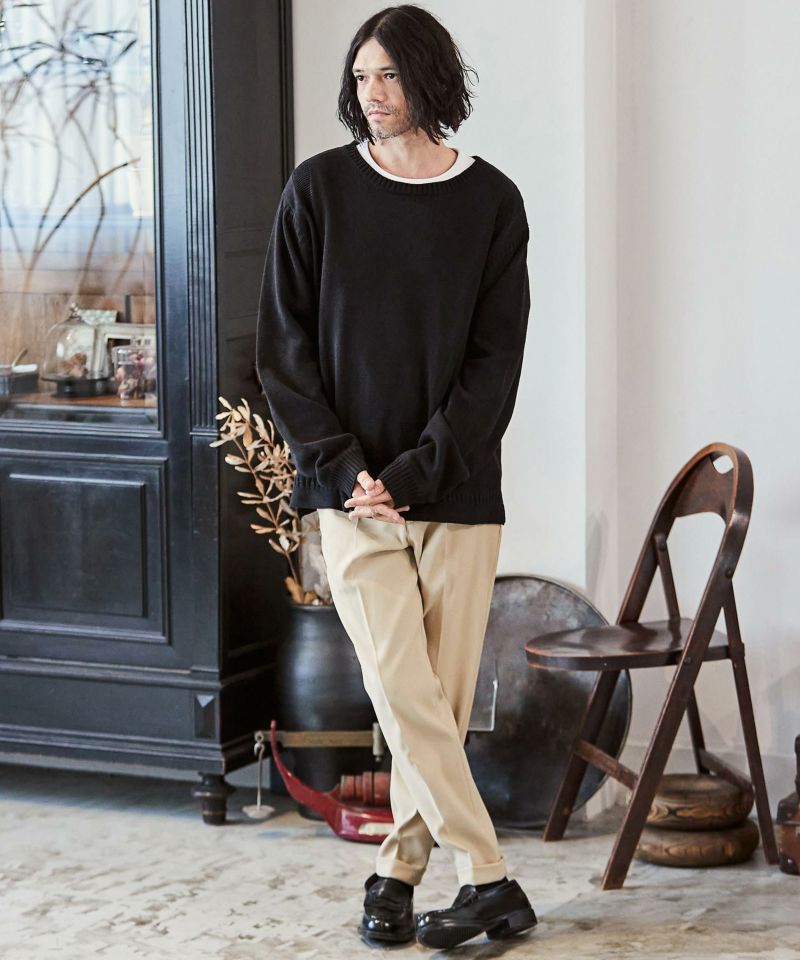 30%OFF【CAMBIO(カンビオ)】ライン編みクルーネックセーター