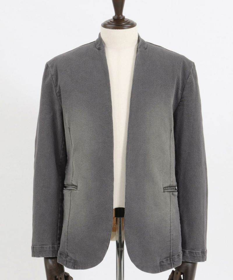50%OFF【CAMBIO(カンビオ)】デニム加工ノーカラージャケット