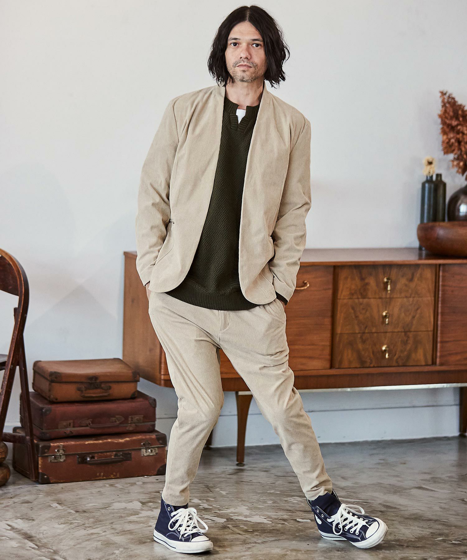 30%OFF【CAMBIO(カンビオ)】コーデュロイノーカラージャケット  