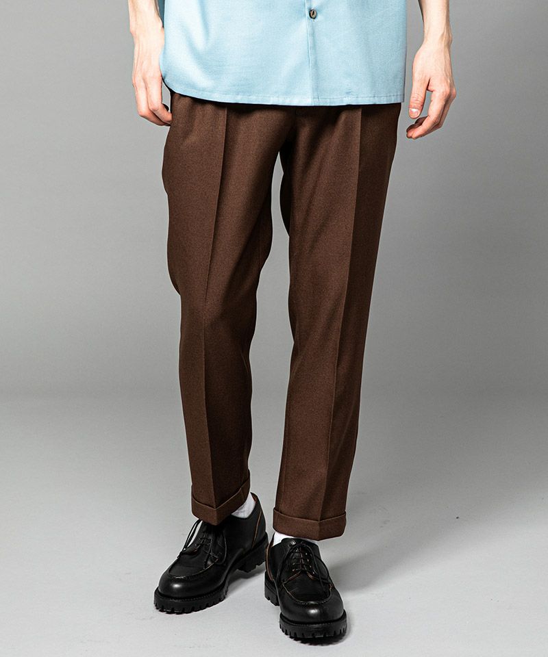 予約販売2月上旬～中旬入荷予定】【MROLIVE(ミスターオリーブ)】RETORO POLYESTER TWILL -EASY ONE PLEATS  STA-PREST TAPERED PANTS スラックスパンツ(M-222120) | CAMBIO カンビオ