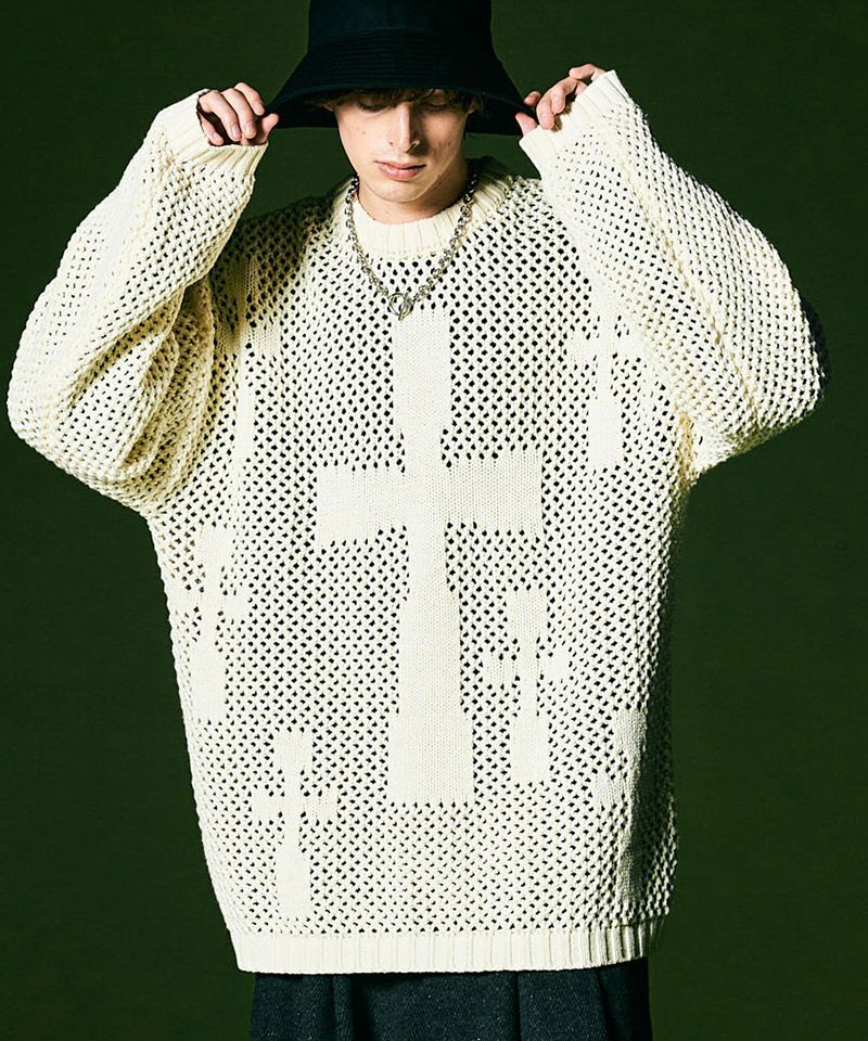 glamb(グラム)】Cross Mesh Knit クロスメッシュニット(GB0423-KNT06