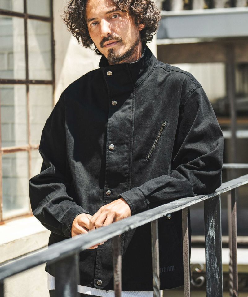 felkod(フィルコッド)】Washed Stretch Cotton Twill Stand Collar
