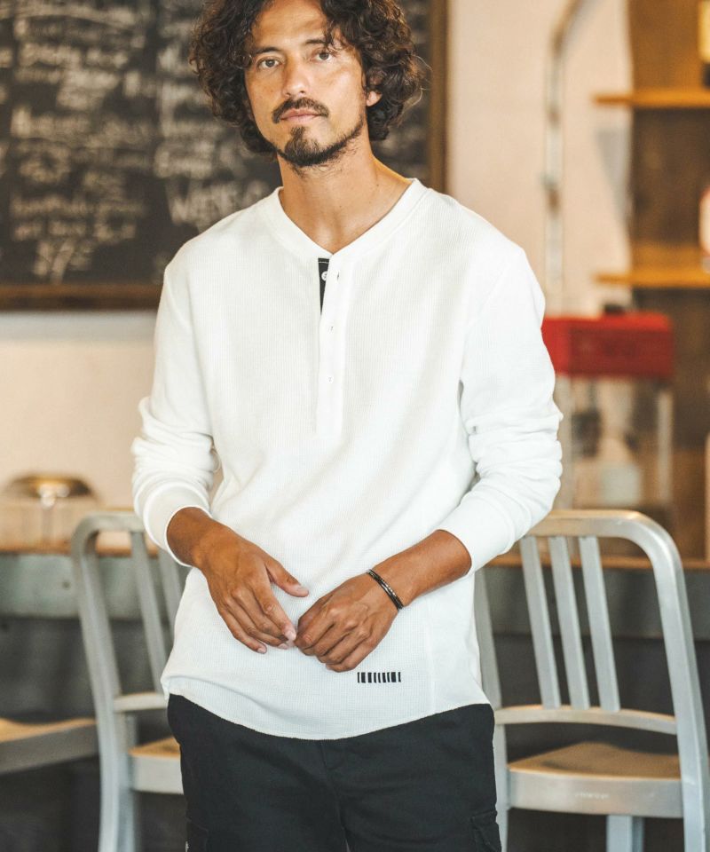 50%OFF【felkod(フィルコッド)】Neon Color Tape Waffle Henley