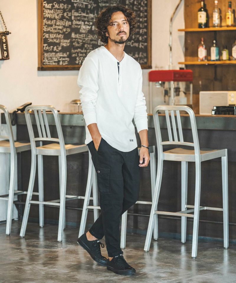 pecoページ 50%OFF【felkod(フィルコッド)】Neon Color Tape Waffle Henley