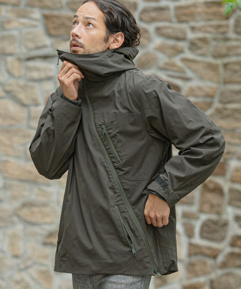 CAMBIO(カンビオ)】Stretch Nylon Diagonal Zipper Mountain Parka ...