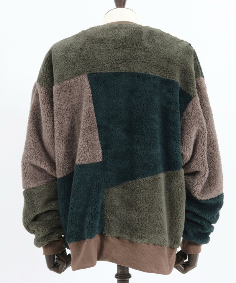 CAMBIO(カンビオ)】 Short Micro Fur Patchwork Pullover カットソー