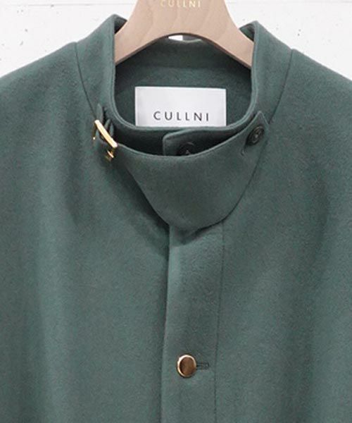 CULLNI(クルニ)】Compressed Melton Band Collar Chin Tab Coat コート