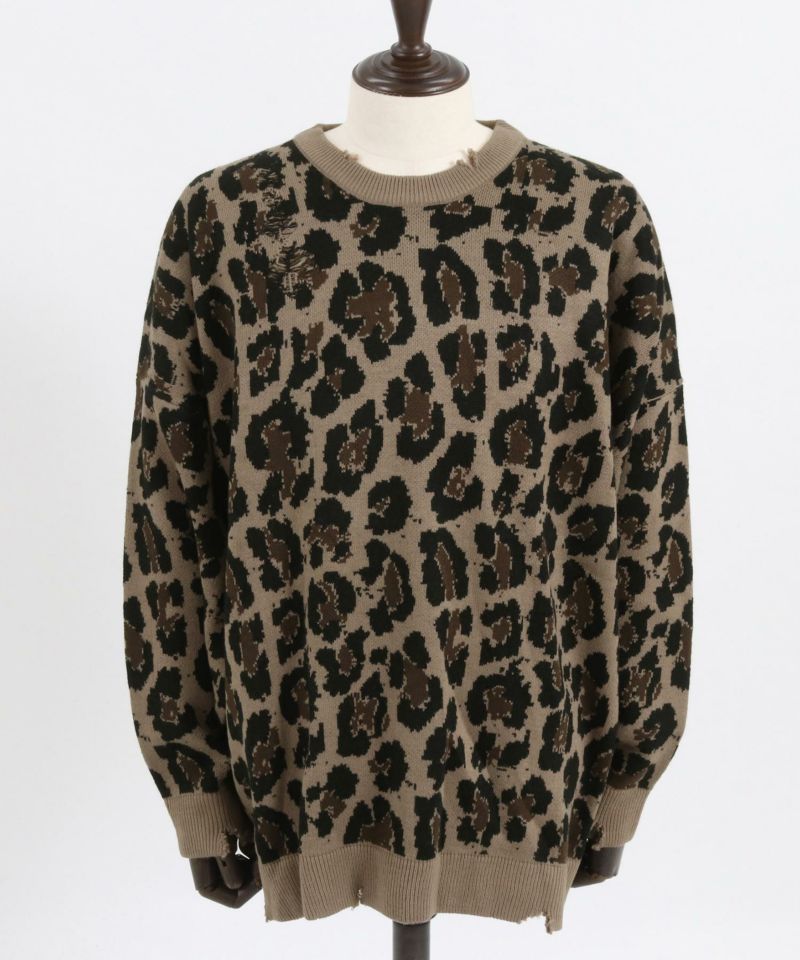 GLIMCLAP(グリムクラップ)】Leopard pattern used like processing sweater セーター(15-124- gla-cd) | CAMBIO カンビオ