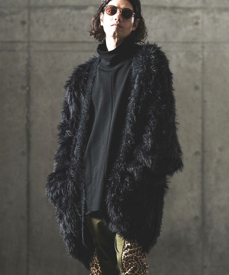 GLIMCLAP(グリムクラップ)】Feather yarn Button less long cardigan