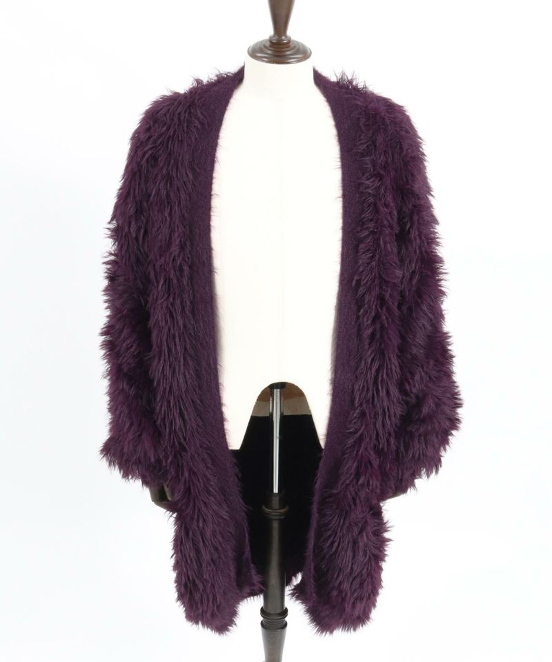 GLIMCLAP(グリムクラップ)】Feather yarn Button less long cardigan