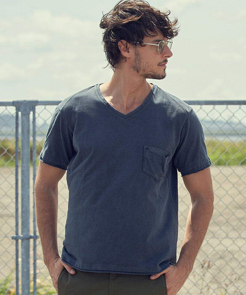 wjk】leather pocket-T VネックTシャツ (7982 lj22d) | CAMBIO