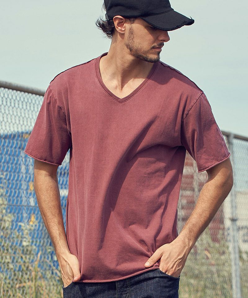 wjk】wide cut-off V-neck S-S ＶネックTシャツ(7328 js01d) | CAMBIO