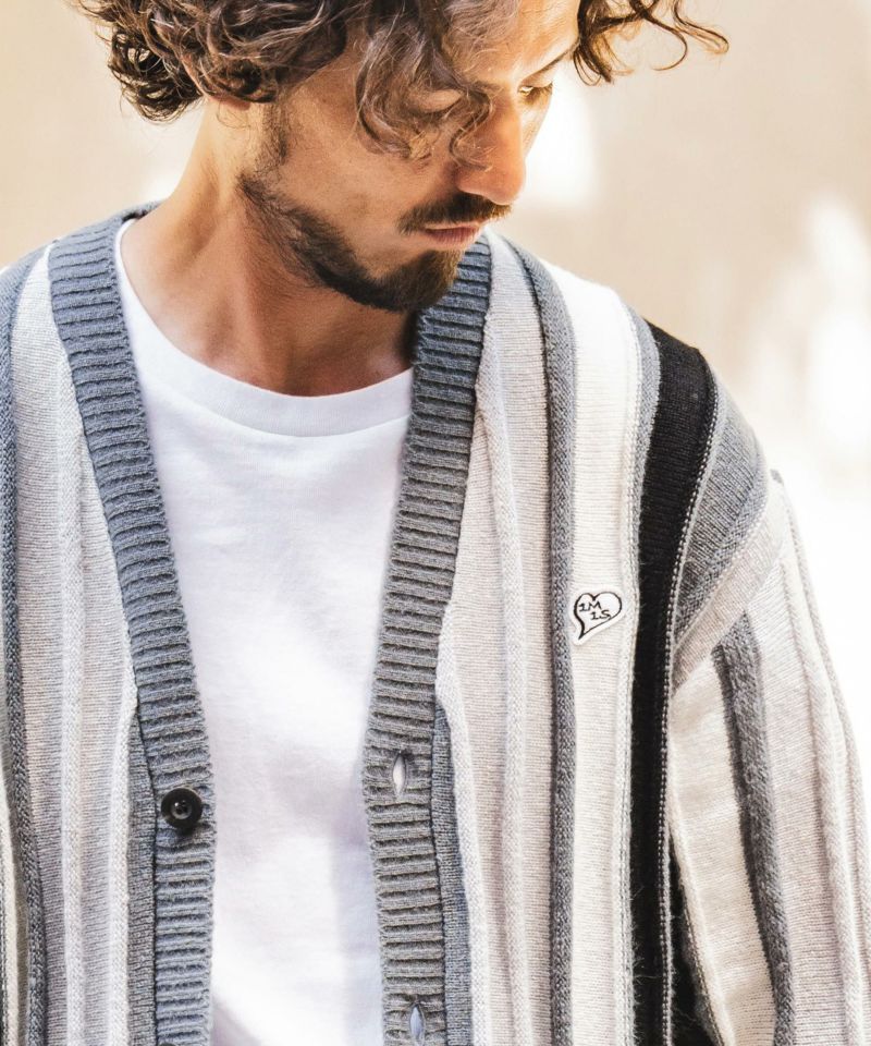 mcg3347- [ FELKOD x 1minute1second ] stripe knit cardigan ニット