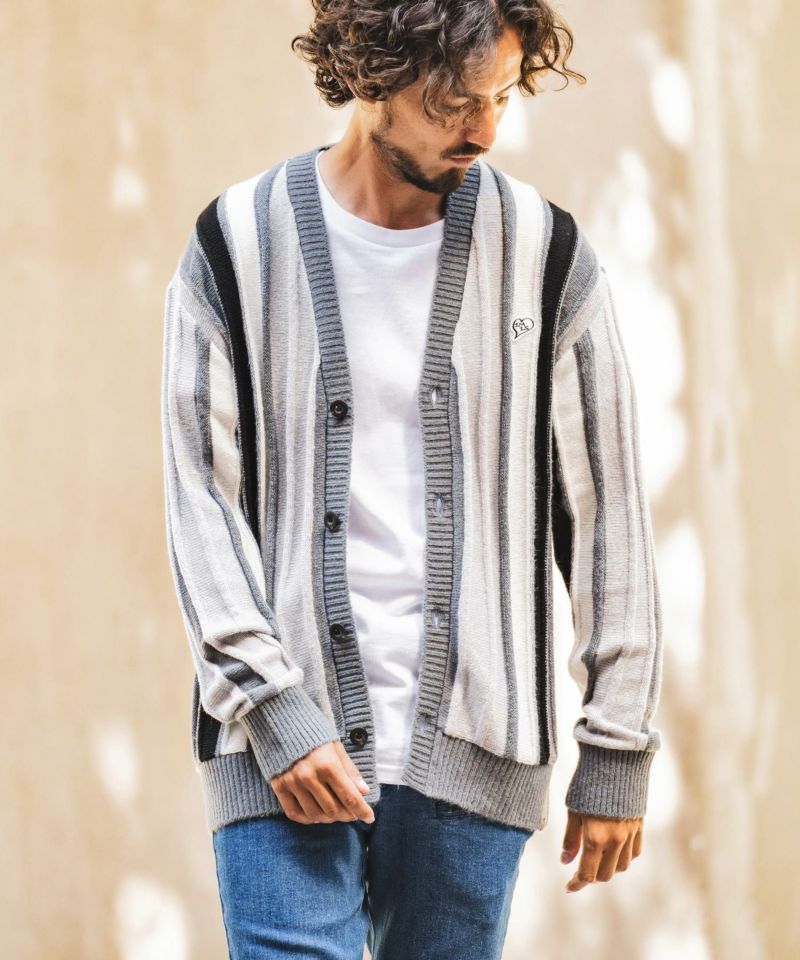 ファッション通販 FELKOD x 1minute1second stripe knit cardigan