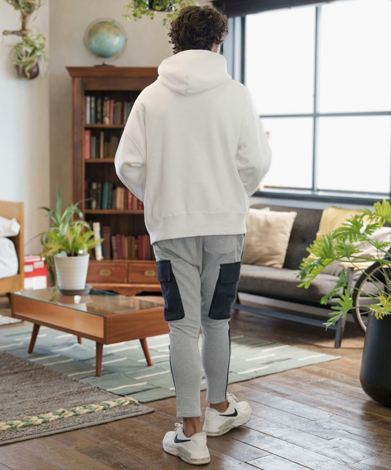 60%OFF【CAMBIO(カンビオ)】ツイル×裏毛スウェット異素材切替カーゴ