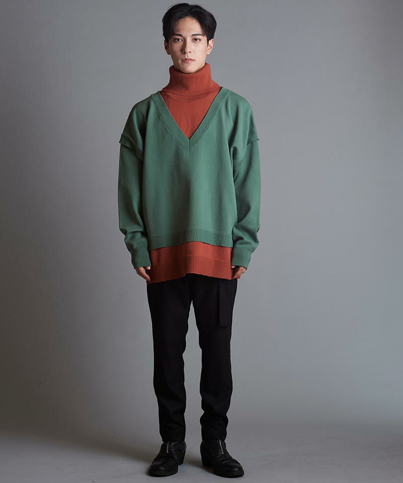 70%OFF【NO ID.(ノーアイディー)】ﾄﾞｯｷﾝｸﾞﾀｰﾄﾙﾈｯｸBIG-PO ニット