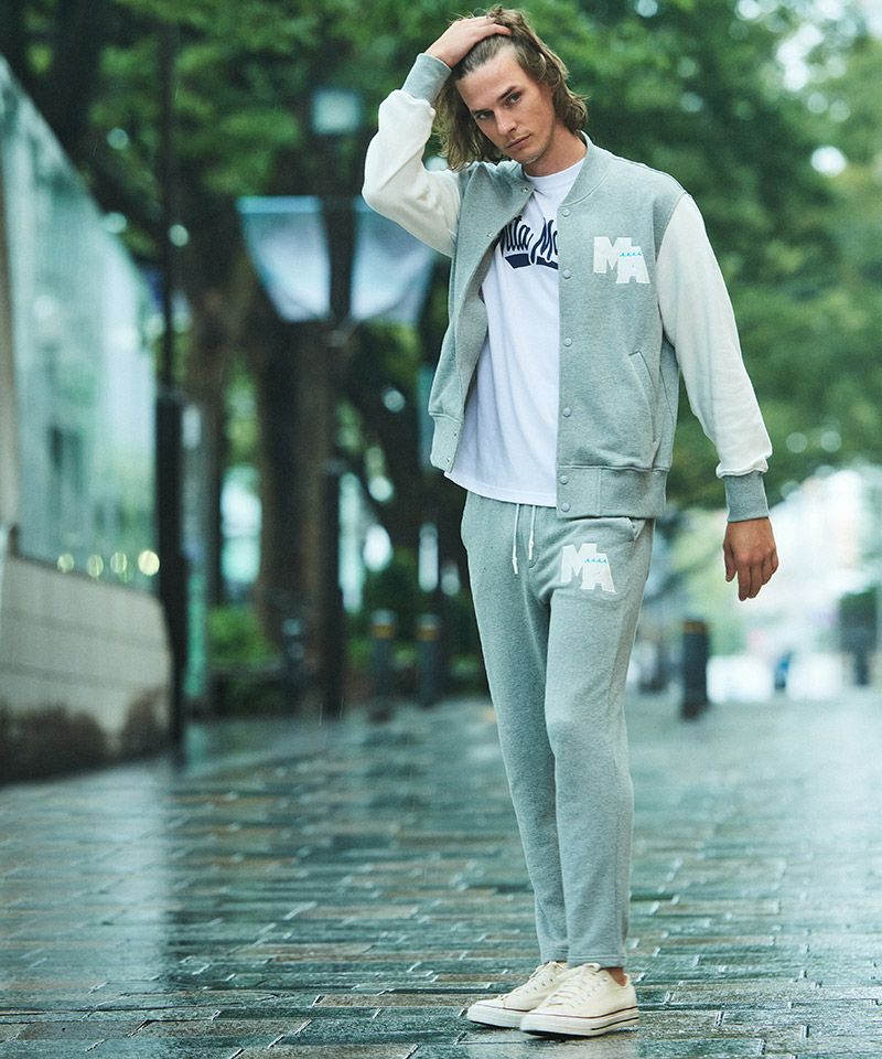 coco 未使用品 ムータマリン muta MARINE メンズ ブルゾン L グレー アカンサス ACANTHUS スウェットスタジャン ACANTHUS(アカンサス)】muta Sweat Varsity Jacket スタジャン