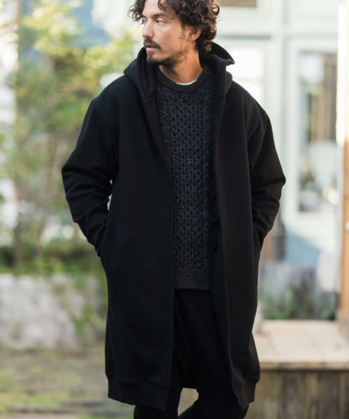 CAMBIO(カンビオ)】Back Shaggy Cardboard Knit Buttonless Hooded 