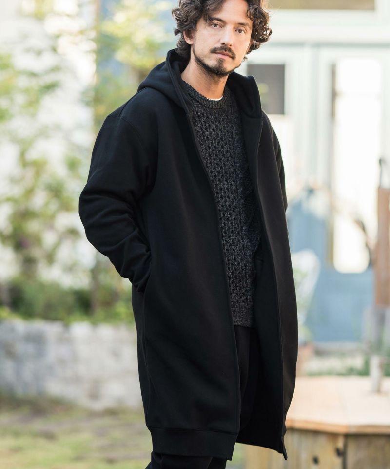 CAMBIO(カンビオ)】Back Shaggy Cardboard Knit Buttonless Hooded 