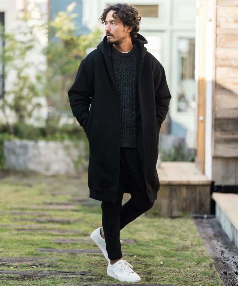 CAMBIO(カンビオ)】Back Shaggy Cardboard Knit Buttonless Hooded 
