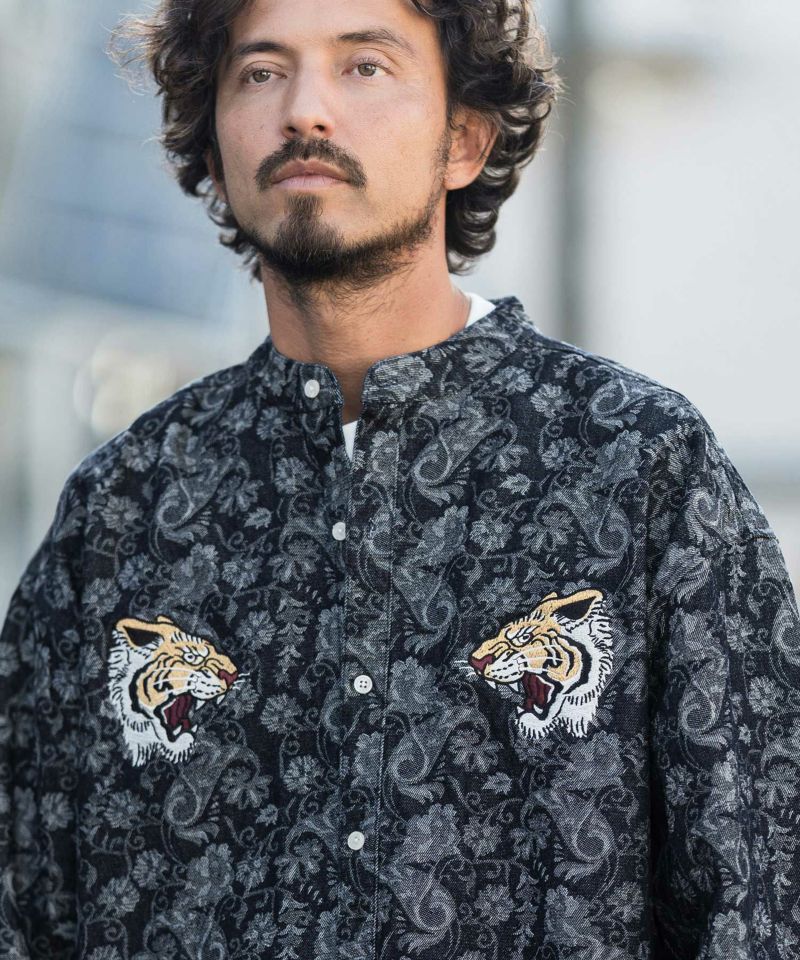 CAMBIO(カンビオ)】Tiger Embroidery Denim Jacquard Shirts シャツ