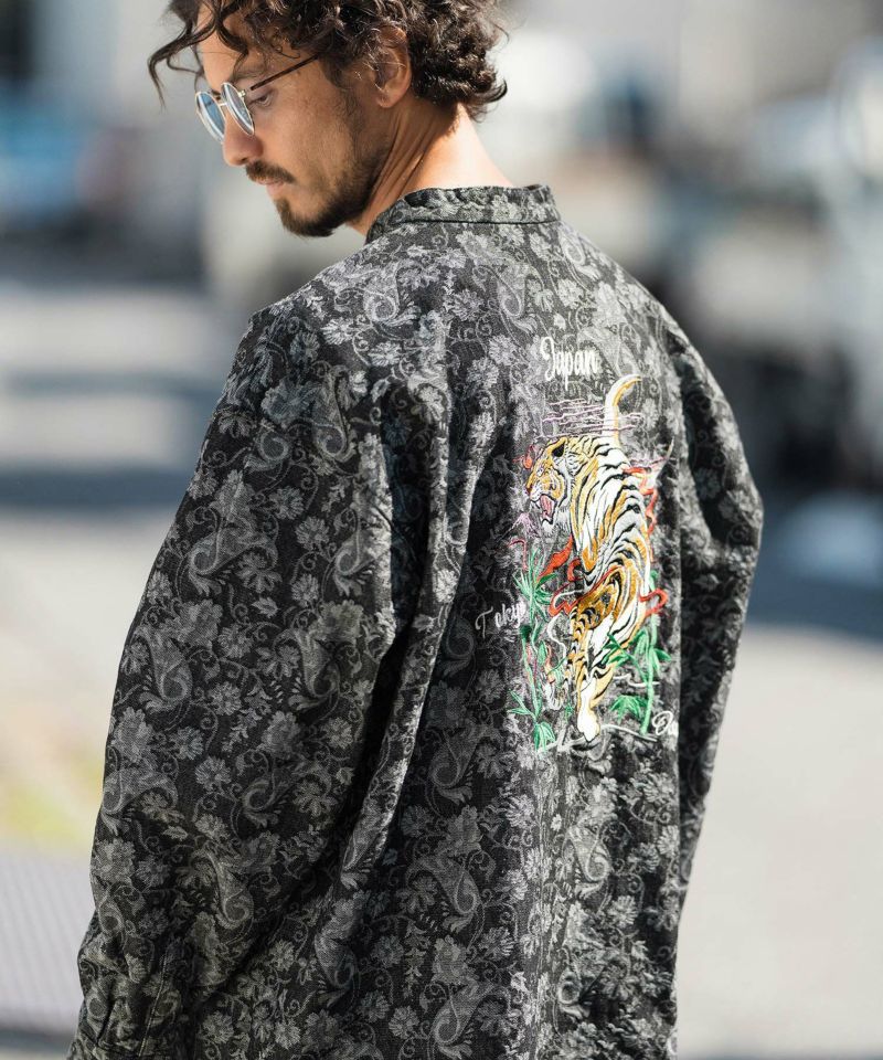 CAMBIO(カンビオ)】Tiger Embroidery Denim Jacquard Shirts シャツ