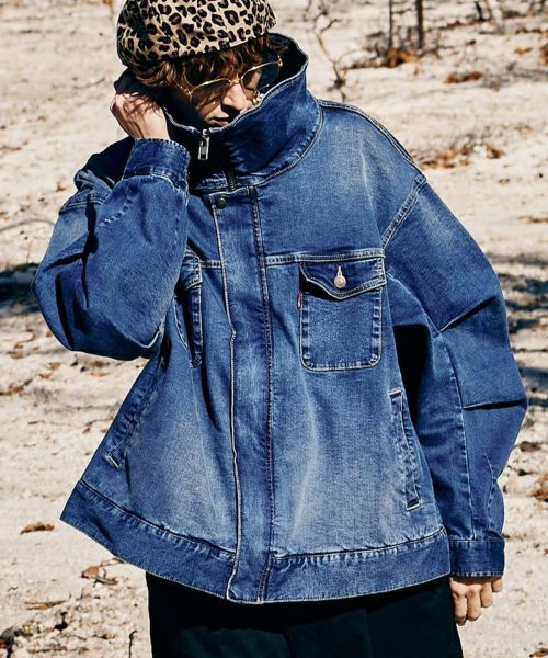 glamb(グラム)】Denim High Neck Mods Coat デニムハイネックモッズ