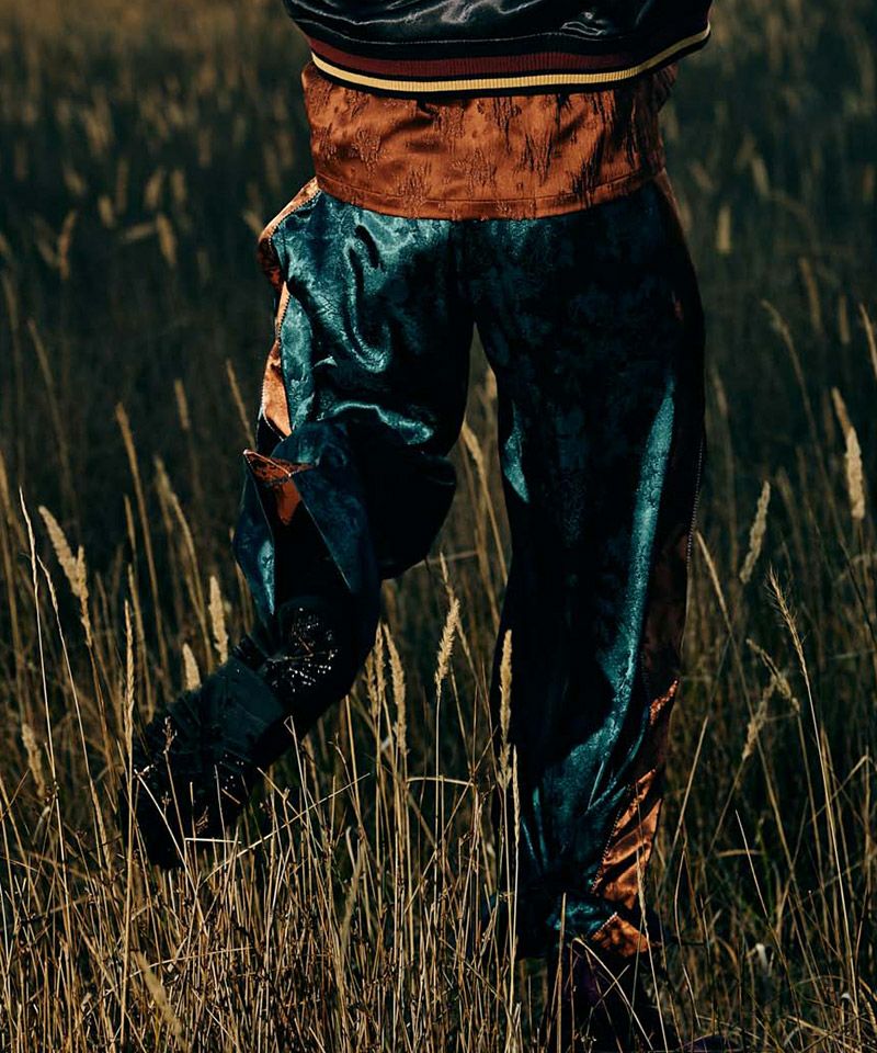 glamb(グラム)】Flower Jacquard Line Pants フラワージャガードライン 