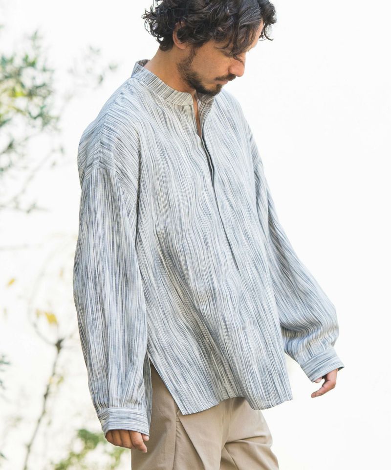 ☆ガーゼ生地☆A.P.C. プルオーバーバンドカラーシャツ　ストライプ柄 XS ☆ガーゼ生地☆A.P.C. プルオーバーバンドカラーシャツ