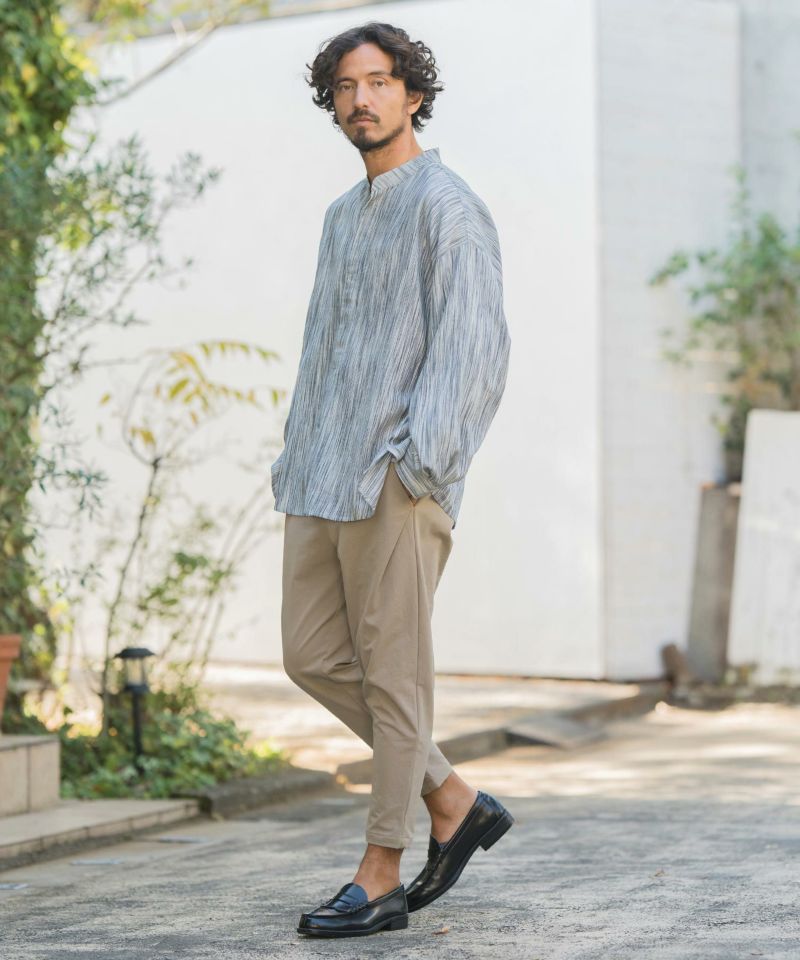 50%OFF【CAMBIO(カンビオ)】バンドカラーストライププルオーバー