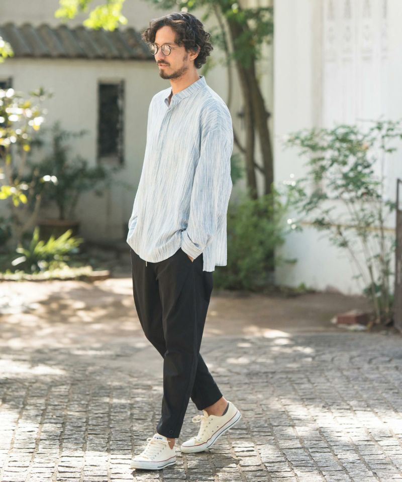 50%OFF【CAMBIO(カンビオ)】バンドカラーストライププルオーバー