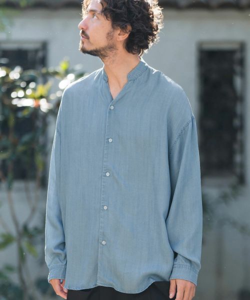 CAMBIO(カンビオ)】 Stripe Switch Band Collar Denim Shirts デニムシャツ(MIU-241-023) | CAMBIO  カンビオ