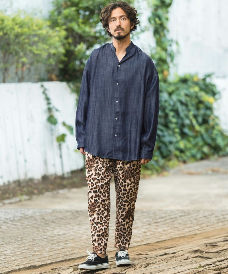CAMBIO(カンビオ)】Silky Denim Band Collar Skipper Shirts