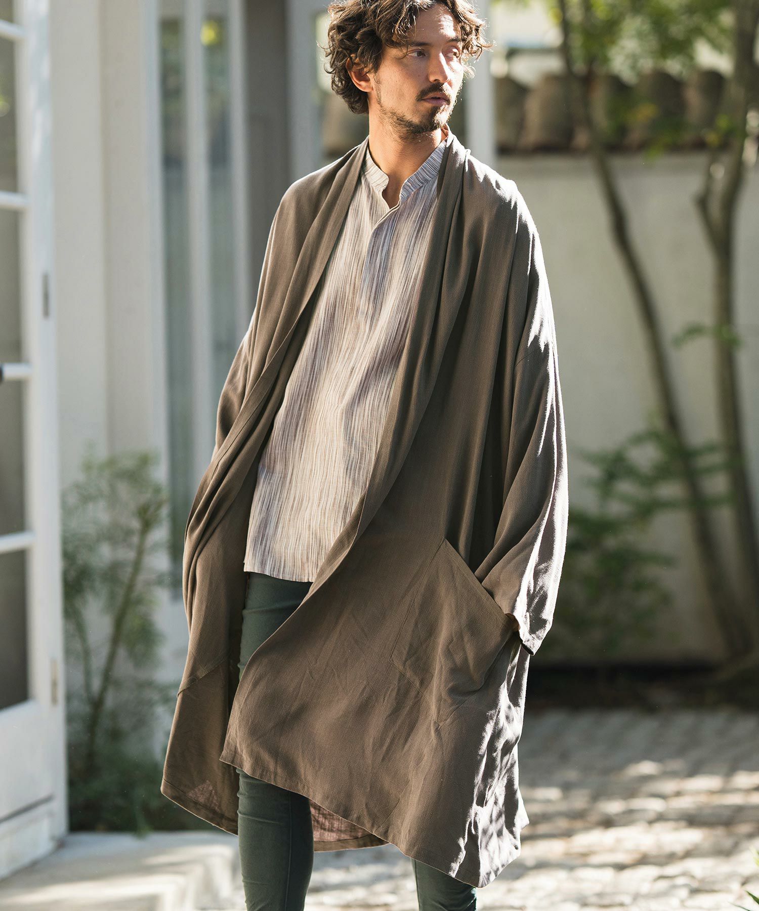 CAMBIO(カンビオ)】KIMONO Like Linen Rayon Long Sleeve Gown ガウン 
