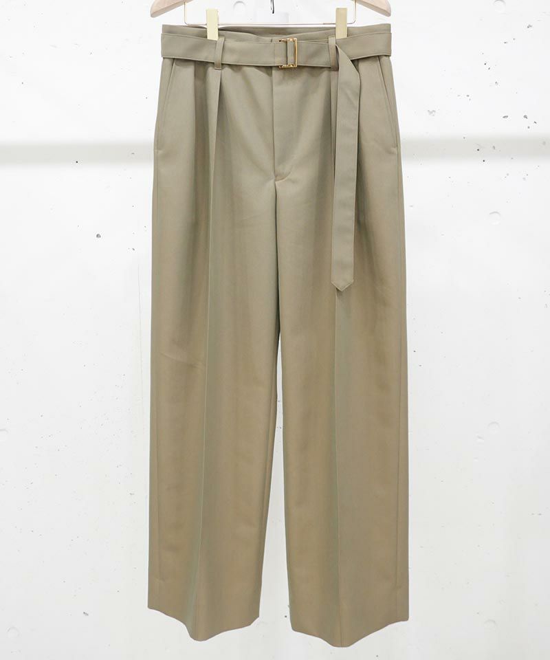 CULLNI(クルニ)】Chambray Tuck Wide Pants with Long Belt タック 