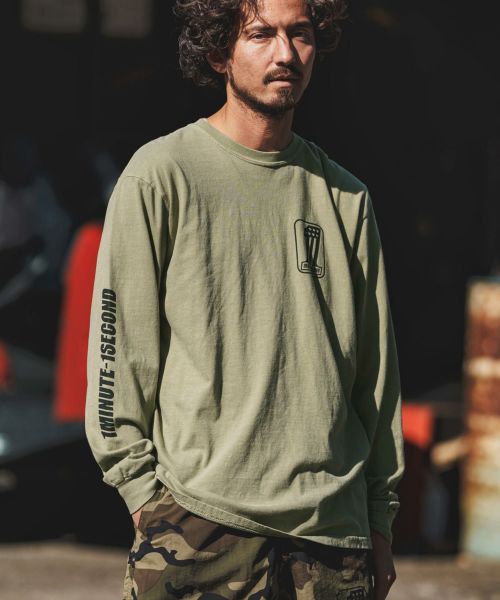 50%OFF【1minute 1second(ワンミニットワンセカンド)】one logogarment dyed long sleeve cut sew カットソー(1M24H270)