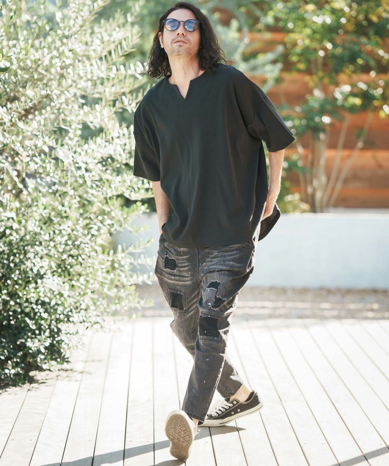 CAMBIO(カンビオ)】Distressed Balloon Silhouette Denim Pants