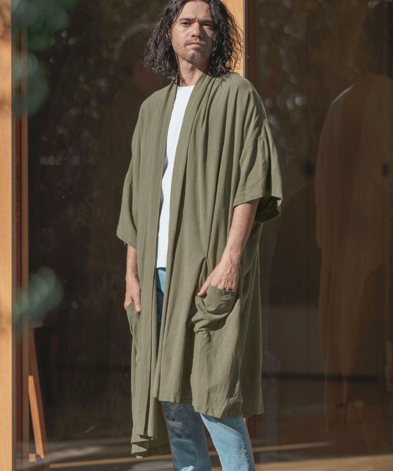50%OFF【CAMBIO(カンビオ)】 KIMONO Like Linen Rayon 3-4 Sleeve Gown