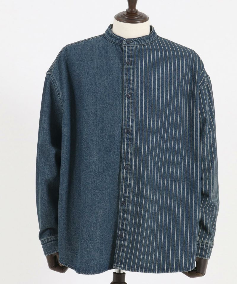 50%OFF【CAMBIO(カンビオ)】 Stripe Switch Band Collar Denim