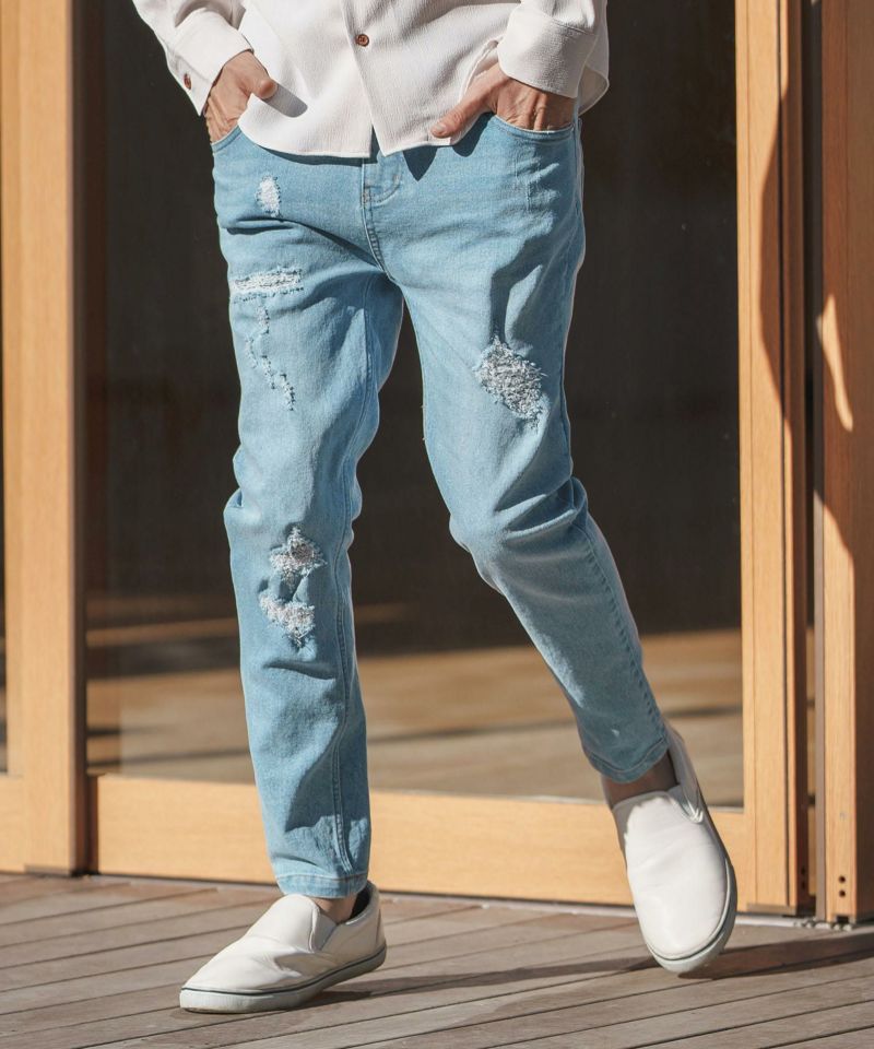 30%OFF【CAMBIO(カンビオ)】 11oz Damage Stretch Denim Pants