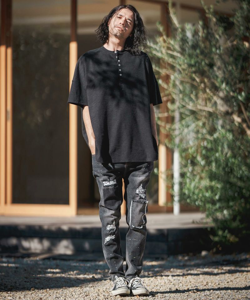 30%OFF【CAMBIO(カンビオ)】11oz Damage Paint Stretch Denim