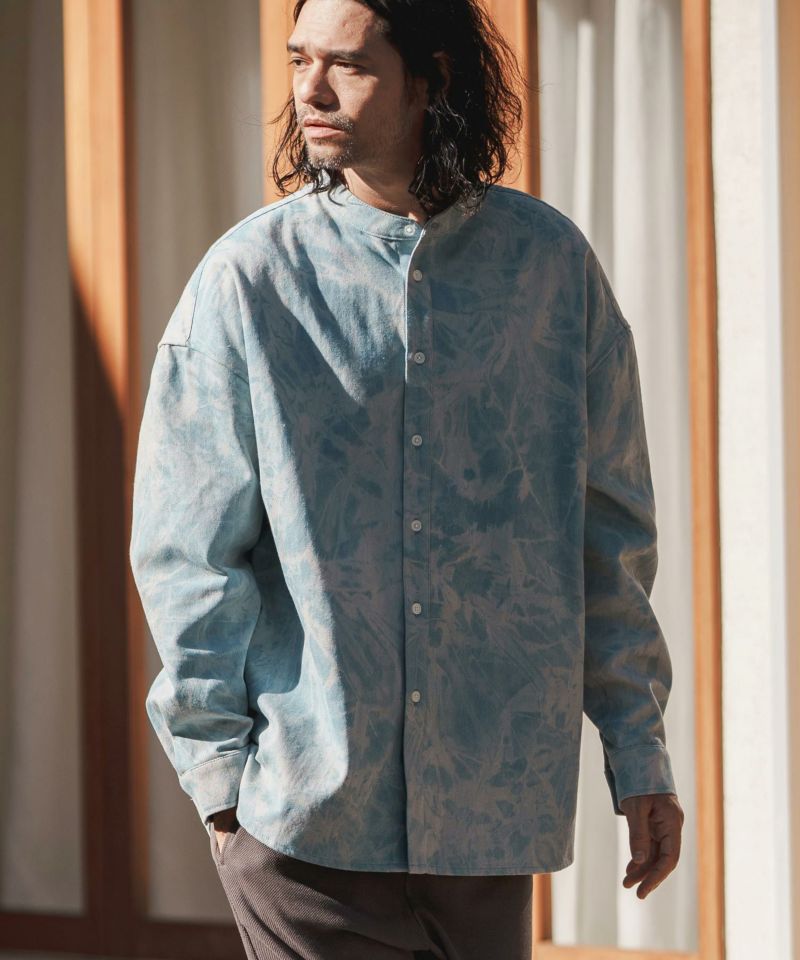 CAMBIO(カンビオ)】11oz Bleach Processing Band Collar Denim Shirts