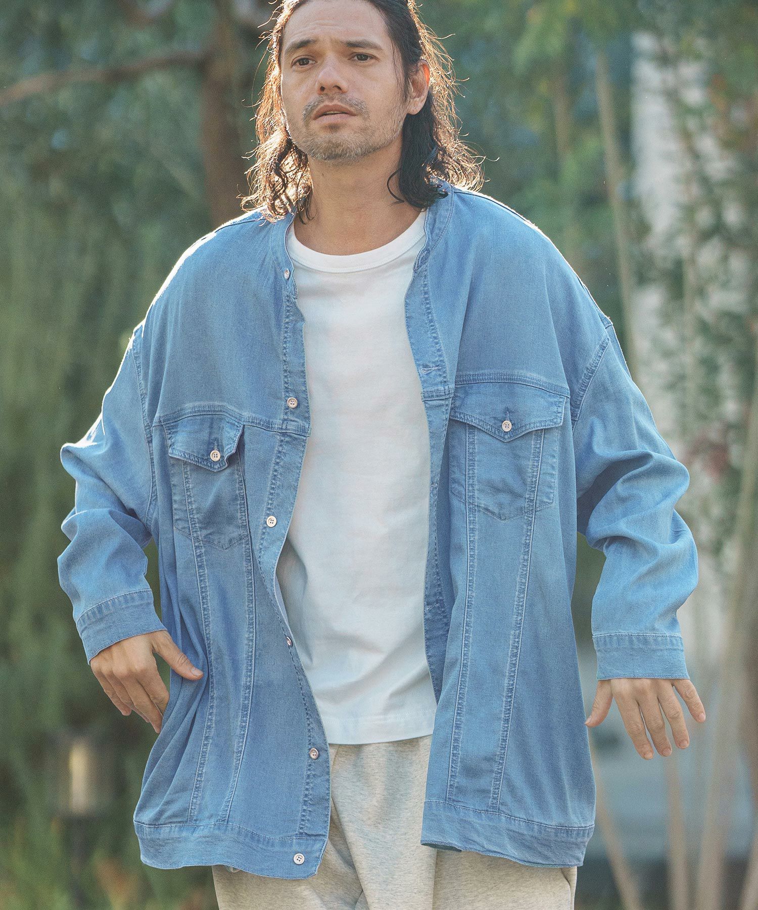 CAMBIO(カンビオ)】 Indigo Relax Oversize Jacket Shirts Gジャン 