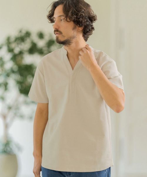 【Magine(マージン)】DOUBLE FACE BAND COLLAR SKIPPER POLO SHIRTS　ポロシャツ(MGN241-006)