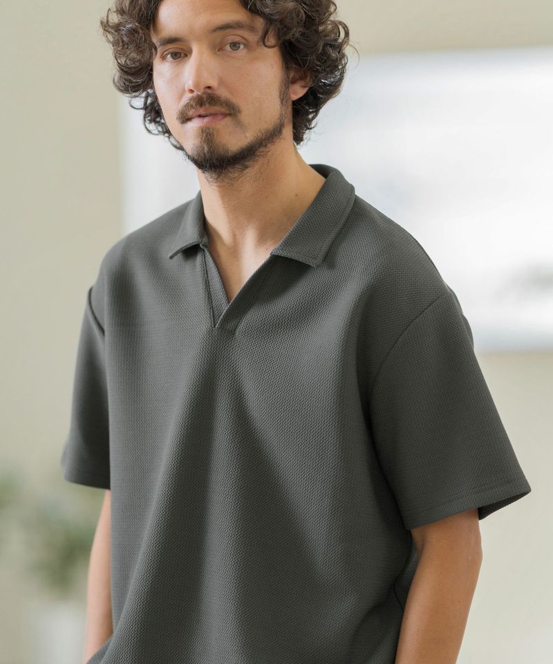 【Magine(マージン)】DIFFERENT PILE SKIPPER POLO SHIRTS スキッパーポロ