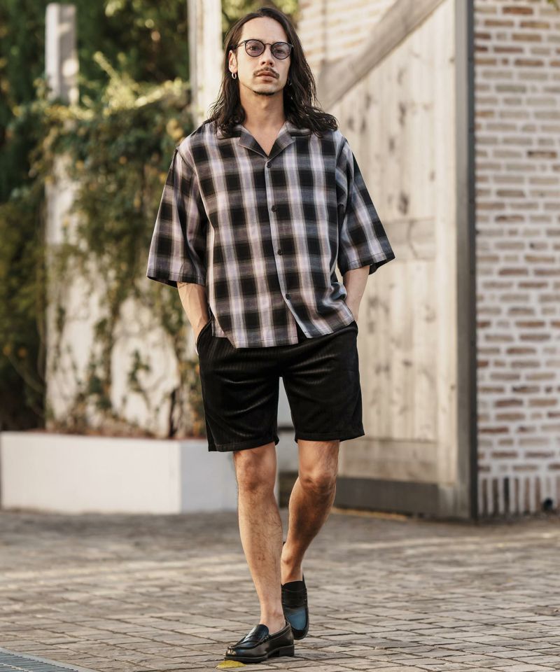CAMBIO(カンビオ)】Stretch Random Stripe Short Pants ショート