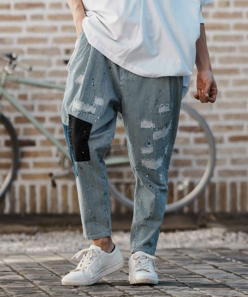 CAMBIO(カンビオ)】Distressed Hickory Stripe Denim Pants デニムパンツ(S24224cmb) |  CAMBIO カンビオ