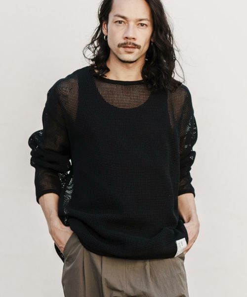 【CAMBIO(カンビオ)】Cotton Mesh Long Sleeve Cut sew カットソー(PF-241-007)